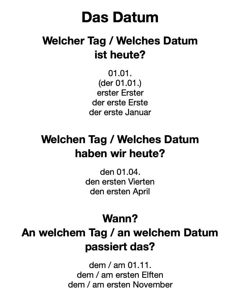 Datum (Interaktive Übungen) ZUM Deutsch Lernen