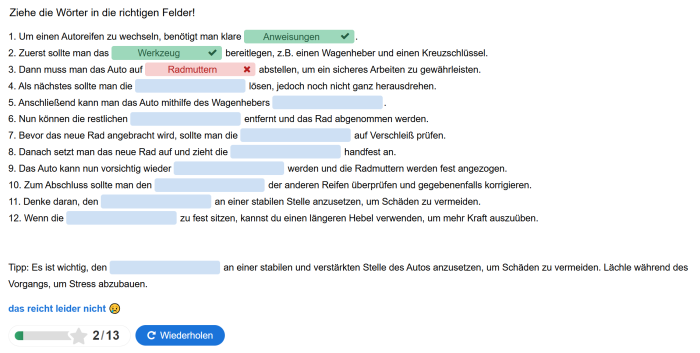 Drag the Words - einfach